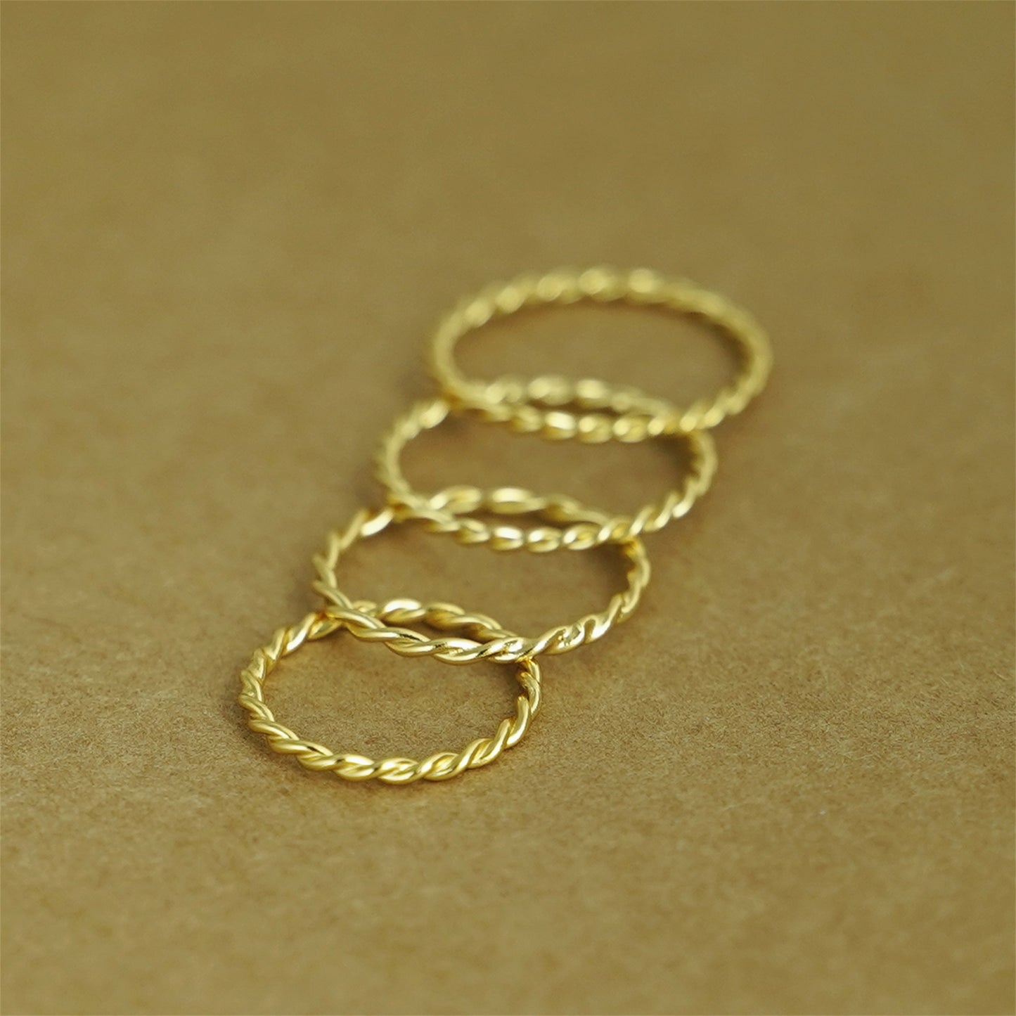 1.2-1.4mm 18k Gold Twisted Ring on 925 Sterling Silver - sugarkittenlondon