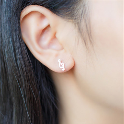 Sterling Silver Shiny Asymmetric Musical Note G Treble Clef Studs Earrings - sugarkittenlondon