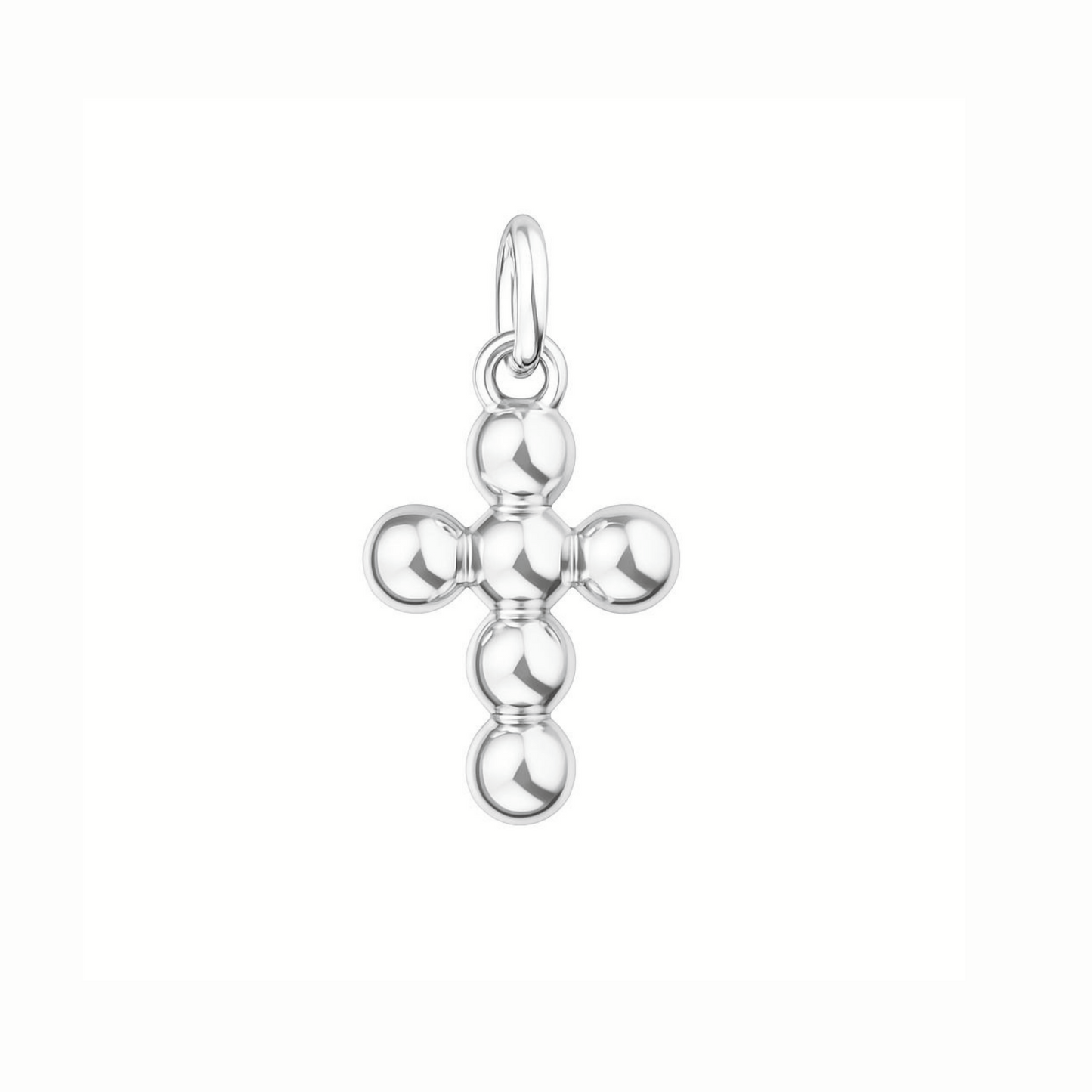Sterling Silver Bubble Cross Half Balls Beads Charm Pendant