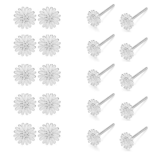 20 Fine Silver 999 5mm Daisy Flower Stud Earrings Nose Studs