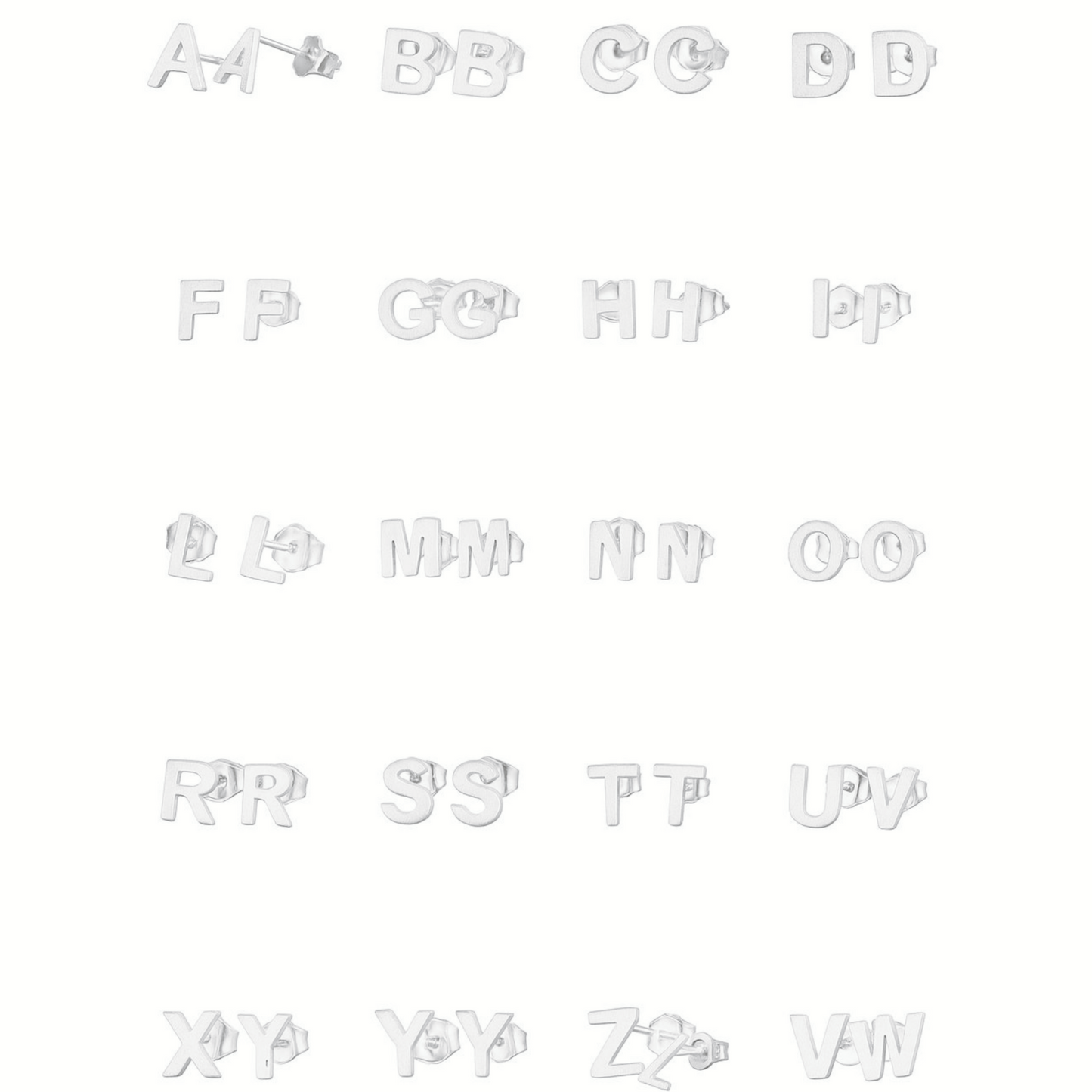 Sterling Silver 6mm Alphabet Letter Name Earrings Initial Studs A - Z