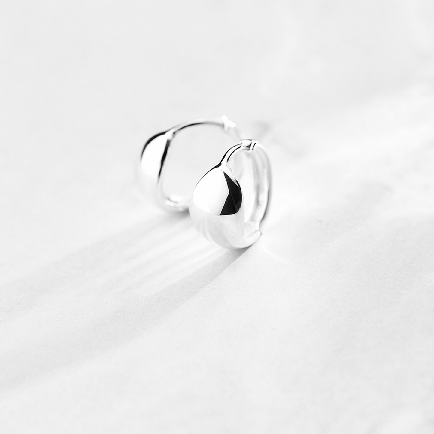 Sterling Silver 10mm  Hoop Teardrop Drop Earrings with Huggie Back