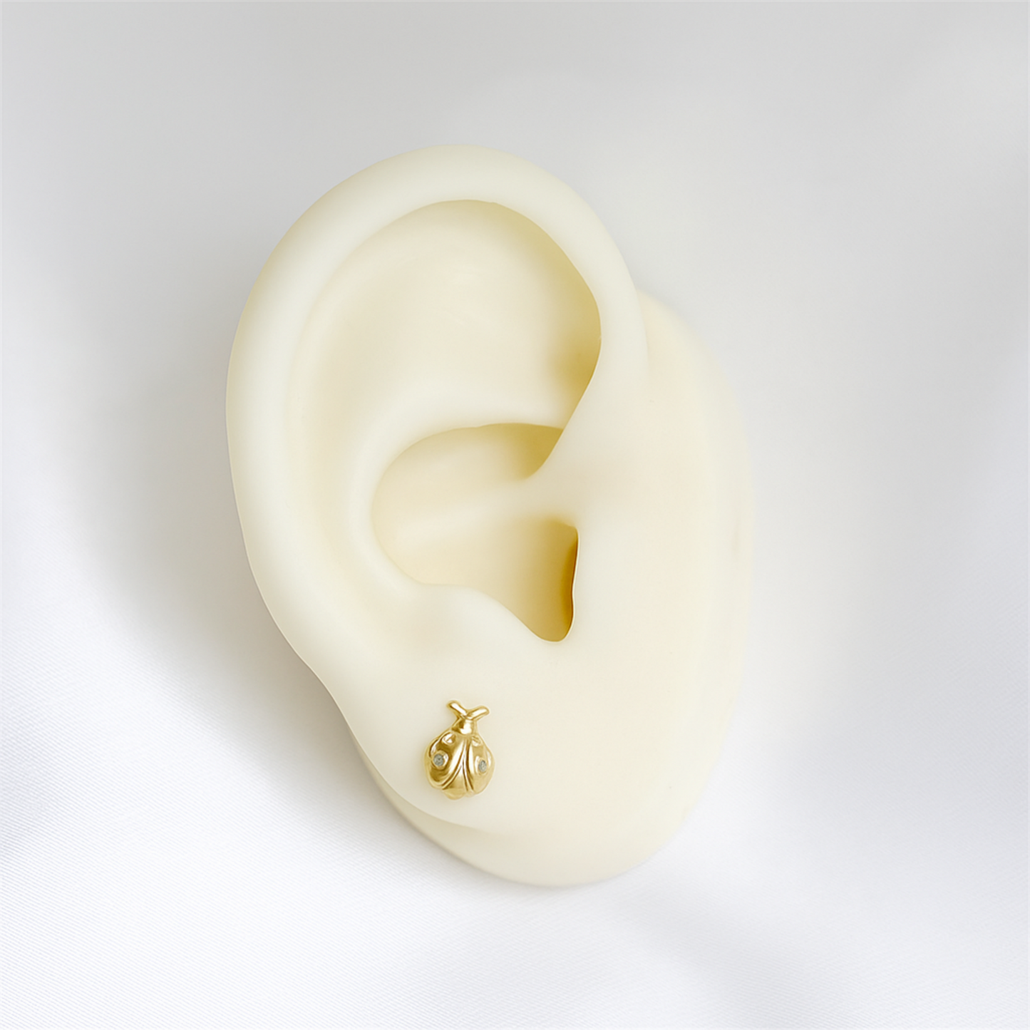 18K Gold on Sterling Silver Ladybird Stud Earrings with CZ