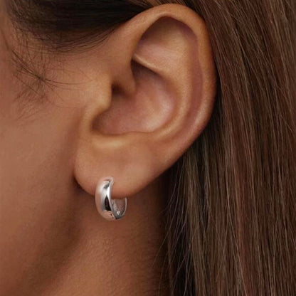 Sterling Silver 4.5mm Width Sleeper Earrings 2 Tones 10mm Hoop