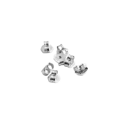 Rhodium on Sterling Silver 4mm Butterfly Backs Fit Stud Earrings Scroll Stopper - sugarkittenlondon