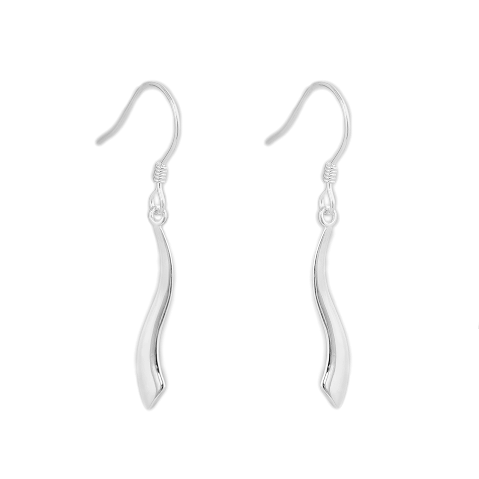 925 Sterling Silver Vertical Wavy Vine Line Swirl Bar S Drop Dangle Hook Earrings - sugarkittenlondon