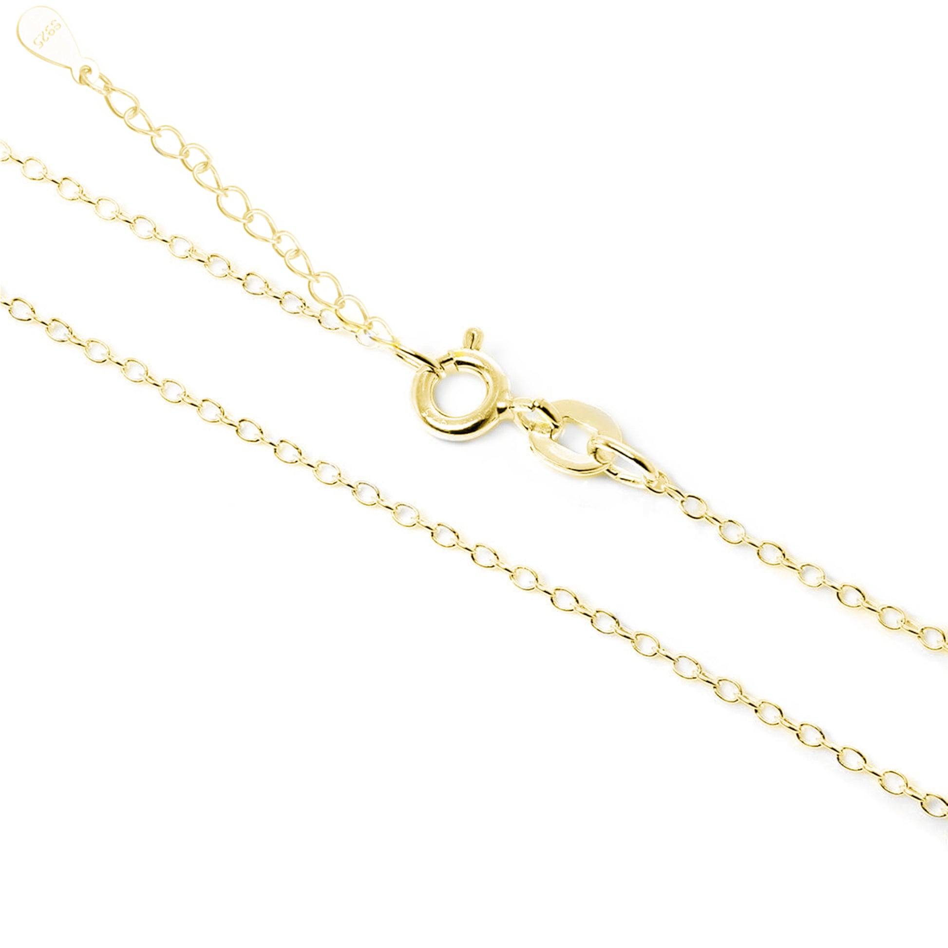 18K Gold on Sterling Silver Thin Belcher Chain Curb Chain Necklace - sugarkittenlondon