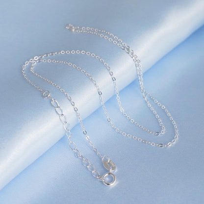 Sterling Silver Thin 1mm Belcher Chain Curb Chain 17.3 inch 40+4cm extension - sugarkittenlondon