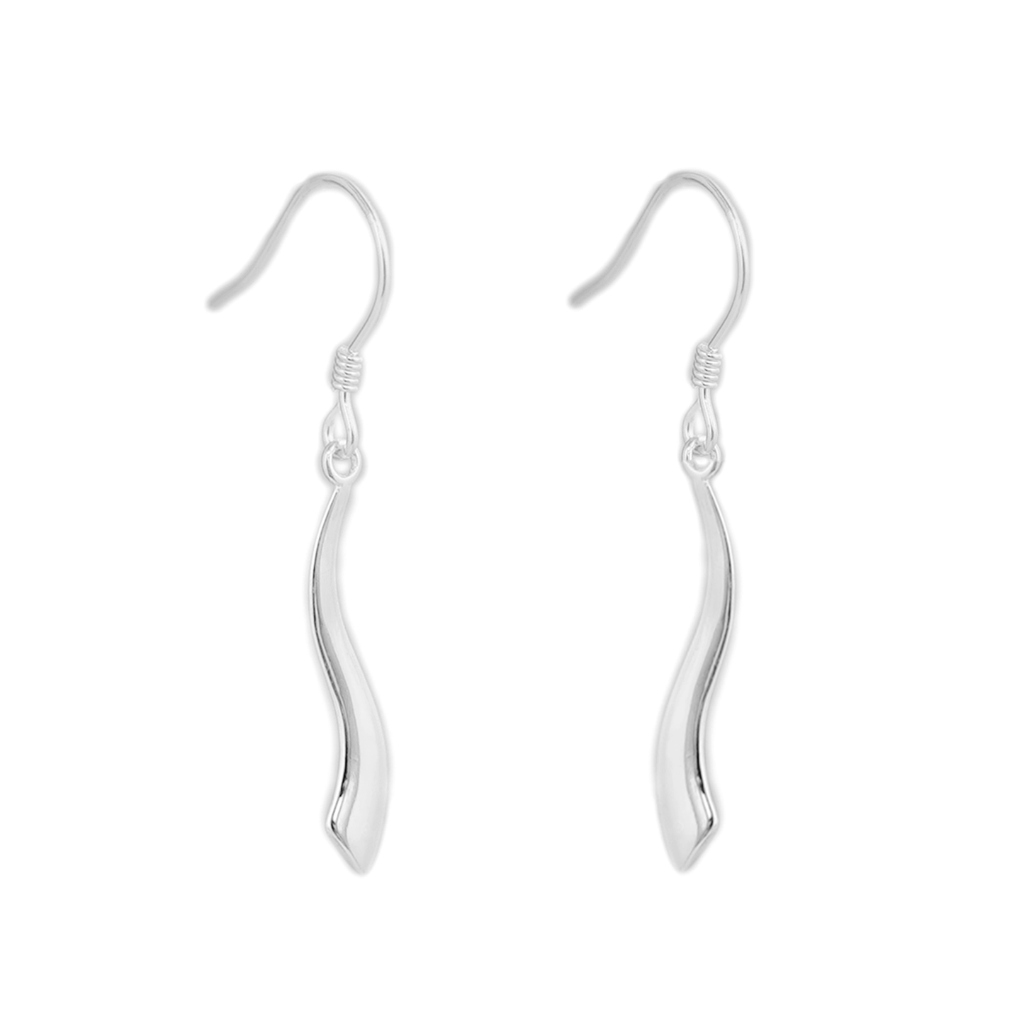 925 Sterling Silver Vertical Wavy Vine Line Swirl Bar S Drop Dangle Hook Earrings - sugarkittenlondon