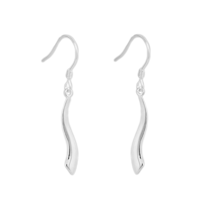 925 Sterling Silver Vertical Wavy Vine Line Swirl Bar S Drop Dangle Hook Earrings - sugarkittenlondon