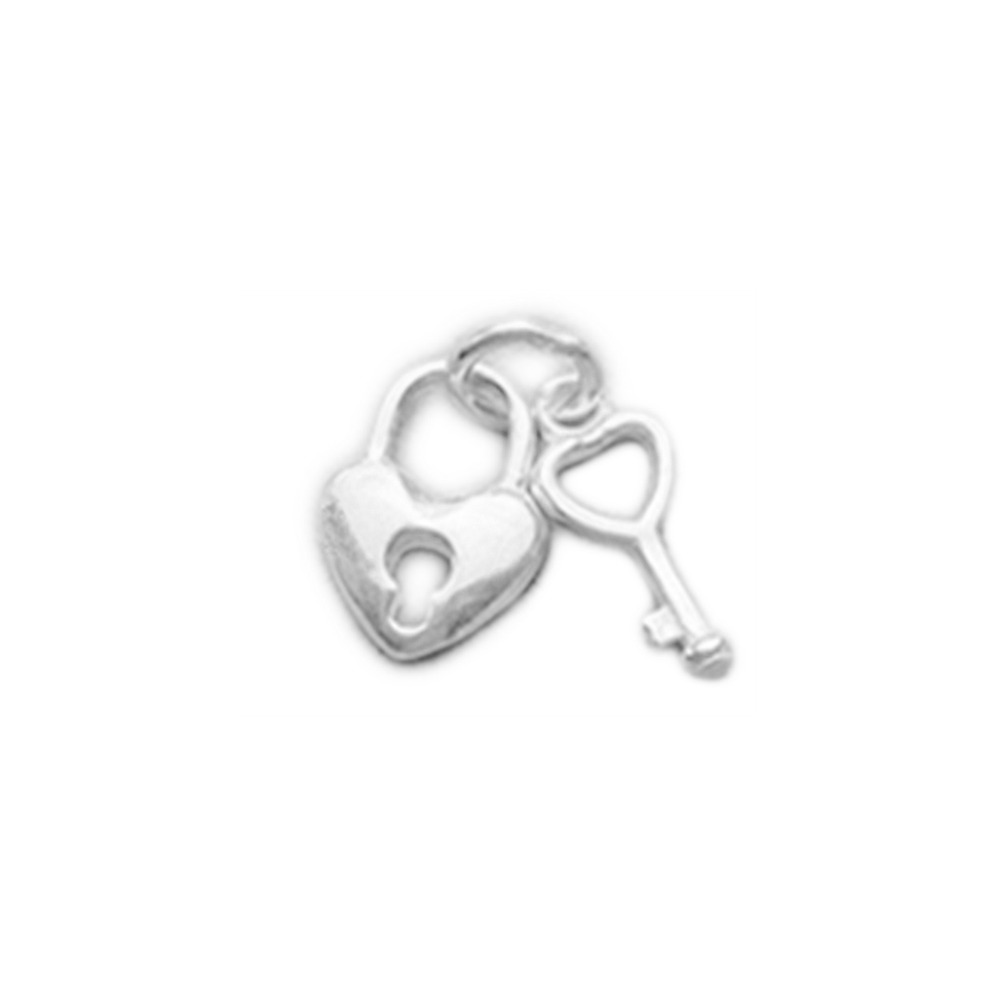 925 Sterling Silver Love Heart Lock and Key Charm Pendant - sugarkittenlondon