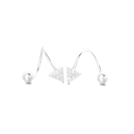 Sterling Silver CZ Arrow Stud Earrings for Women | Huggie Piercing Screw Back Beads Earrings - sugarkittenlondon
