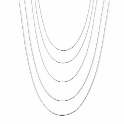 Rhodium on sterling silver chain necklace  0.7mm 1mm Snake Chain 16 - 24'' 40 - 60cm - sugarkittenlondon