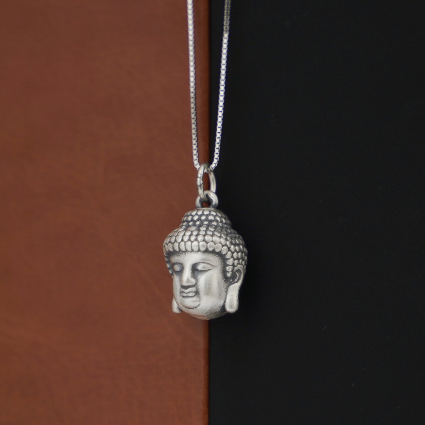 Oxidized 999 Fine Silver 3D Hollow Buddha Head Pendant - sugarkittenlondon