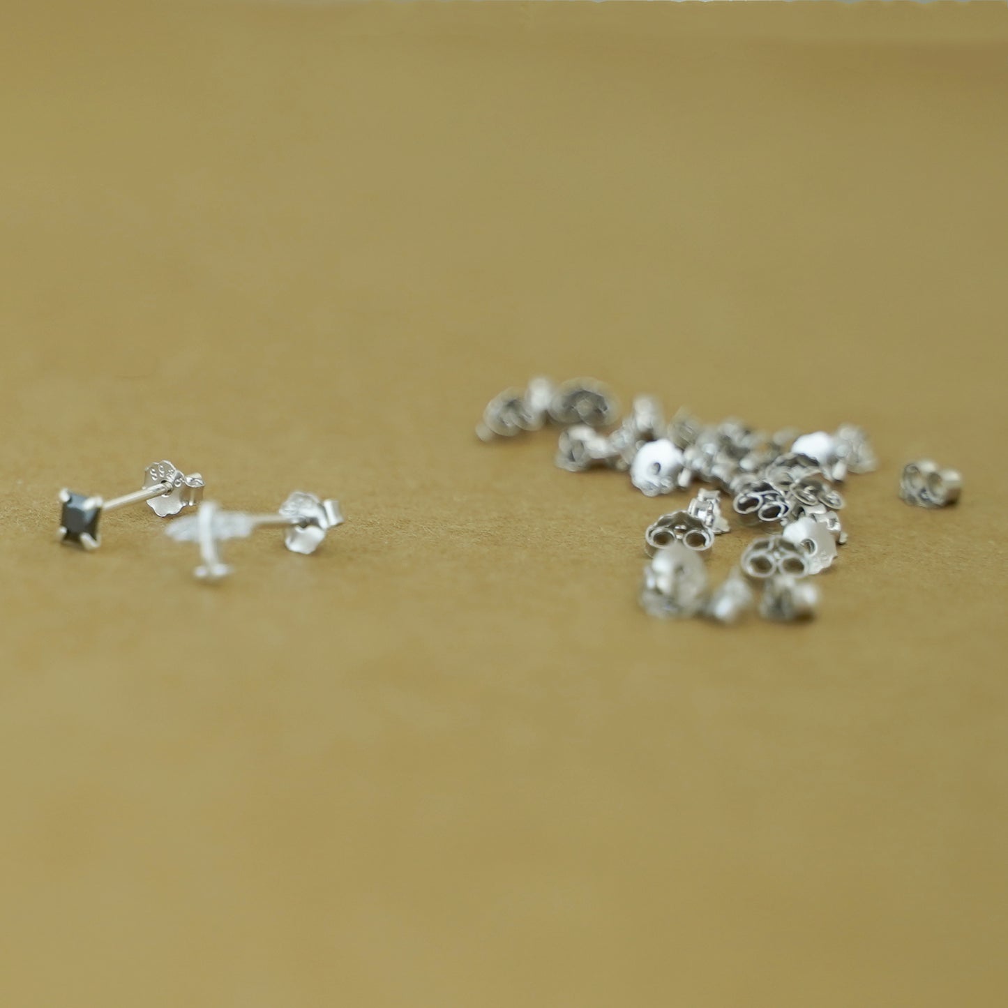 Rhodium on Sterling Silver 4mm Butterfly Backs Fit Stud Earrings Scroll Stopper - sugarkittenlondon