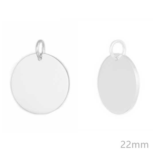 925 Sterling Silver Round Polished Pendant with Dot Charm - sugarkittenlondon