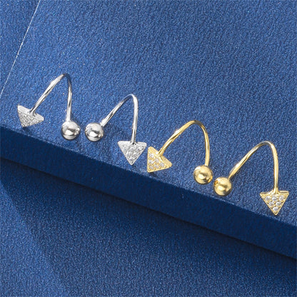 Sterling Silver CZ Arrow Stud Earrings for Women | Huggie Piercing Screw Back Beads Earrings - sugarkittenlondon