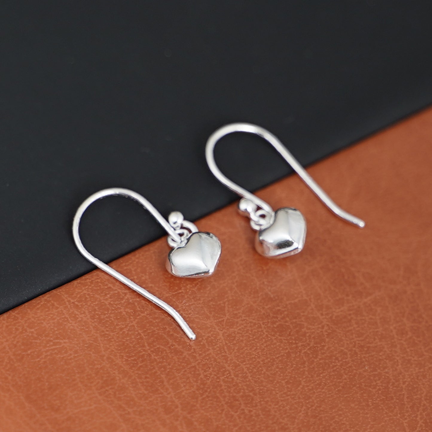 925 Sterling Silver 3D Puffed Heart Bead Drop Dangle Earrings - sugarkittenlondon