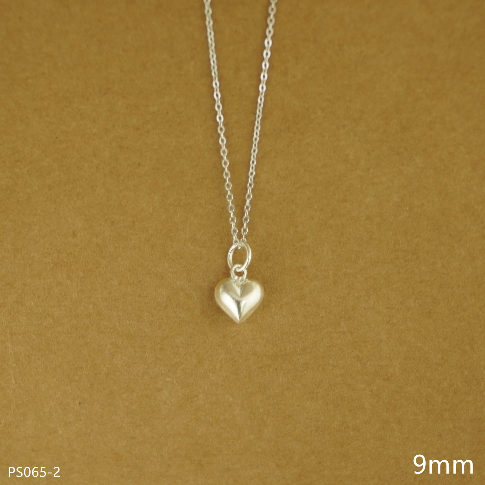 Sterling Silver 3D Puffy Shiny Plain Peach Love Heart Pendant Charm 6 9 13mm - sugarkittenlondon