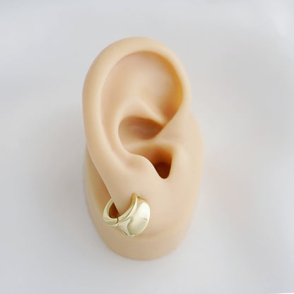 18K Gold Concave Hoop Drop Earrings on Sterling Silver - sugarkittenlondon