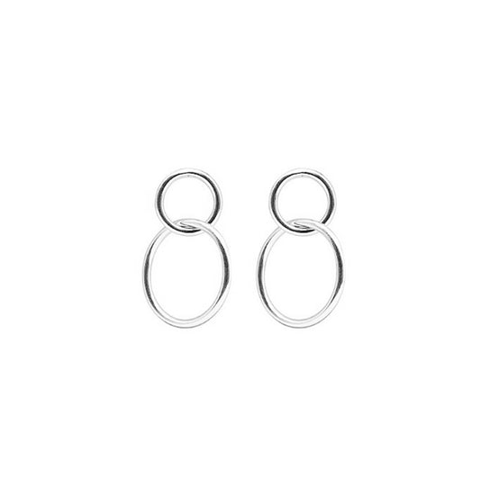 Sterling Silver Circle Drop Earrings with Infinity Link and Karma Symbol - sugarkittenlondon