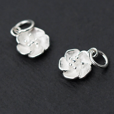 Sterling Silver Flower Pendants with Cherry Blossom Design Set of 2 - sugarkittenlondon