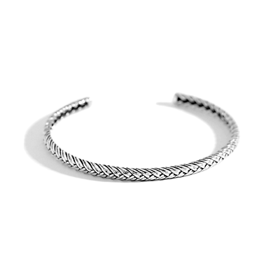 Sterling Silver Cuff Bangle | Twisted Rope Torque Design | Full UK Hallmark - sugarkittenlondon