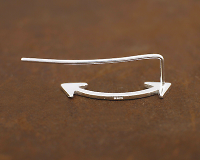 Sterling Silver Curved Ear Crawler Earrings with Double Shooting Arrows - sugarkittenlondon
