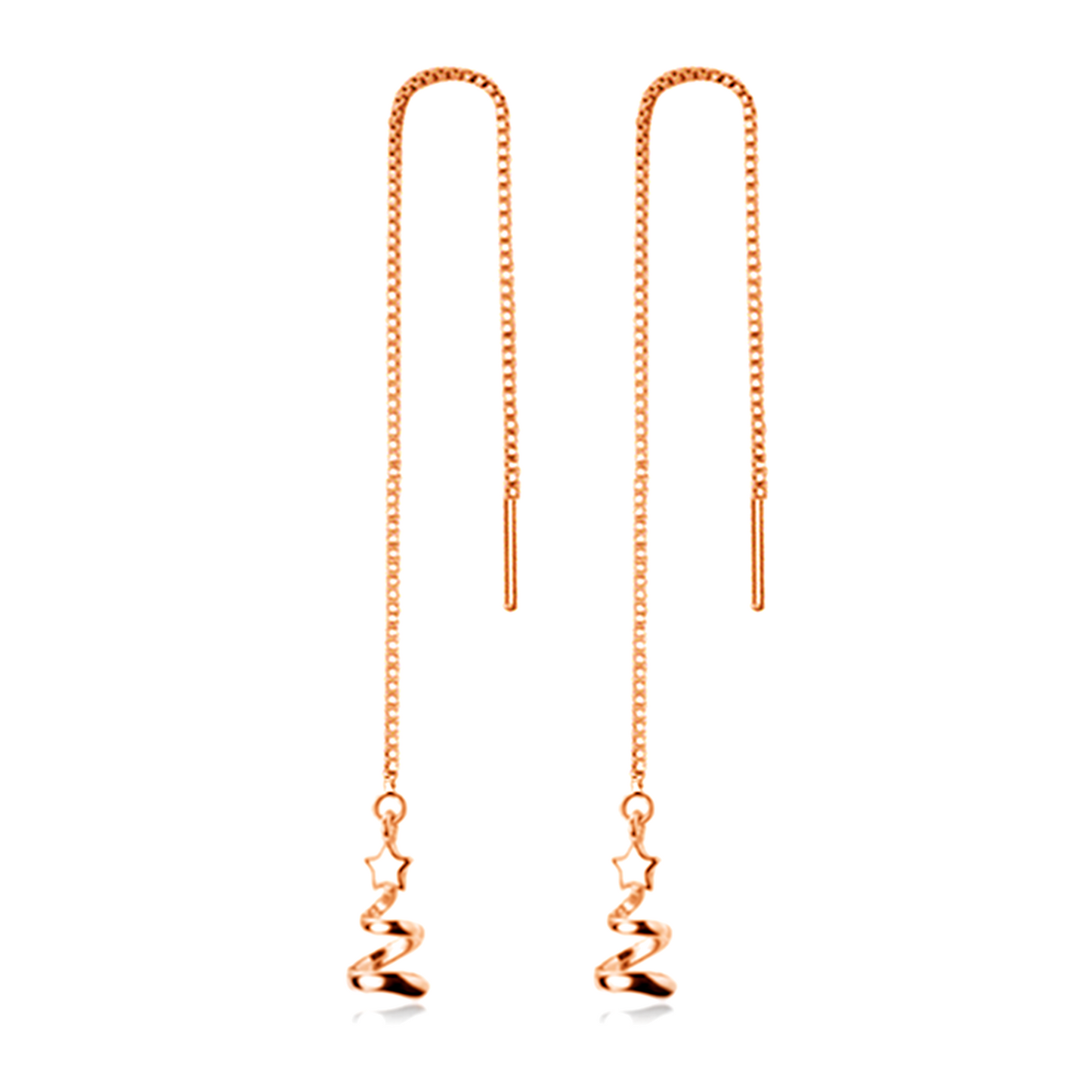 Rose Gold on Sterling Silver Star Ribbon Xmas Tree Pull Through Earrings - sugarkittenlondon