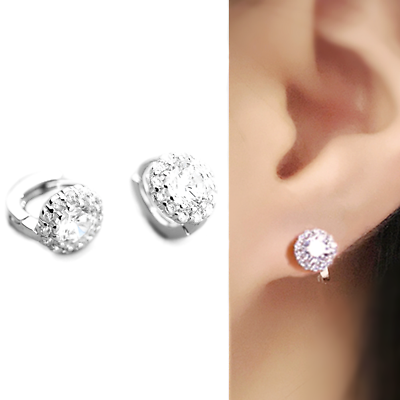 Sterling Silver 6mm Mini Hoop Cut CZ Halo Flower Dome Huggie Earrings - sugarkittenlondon