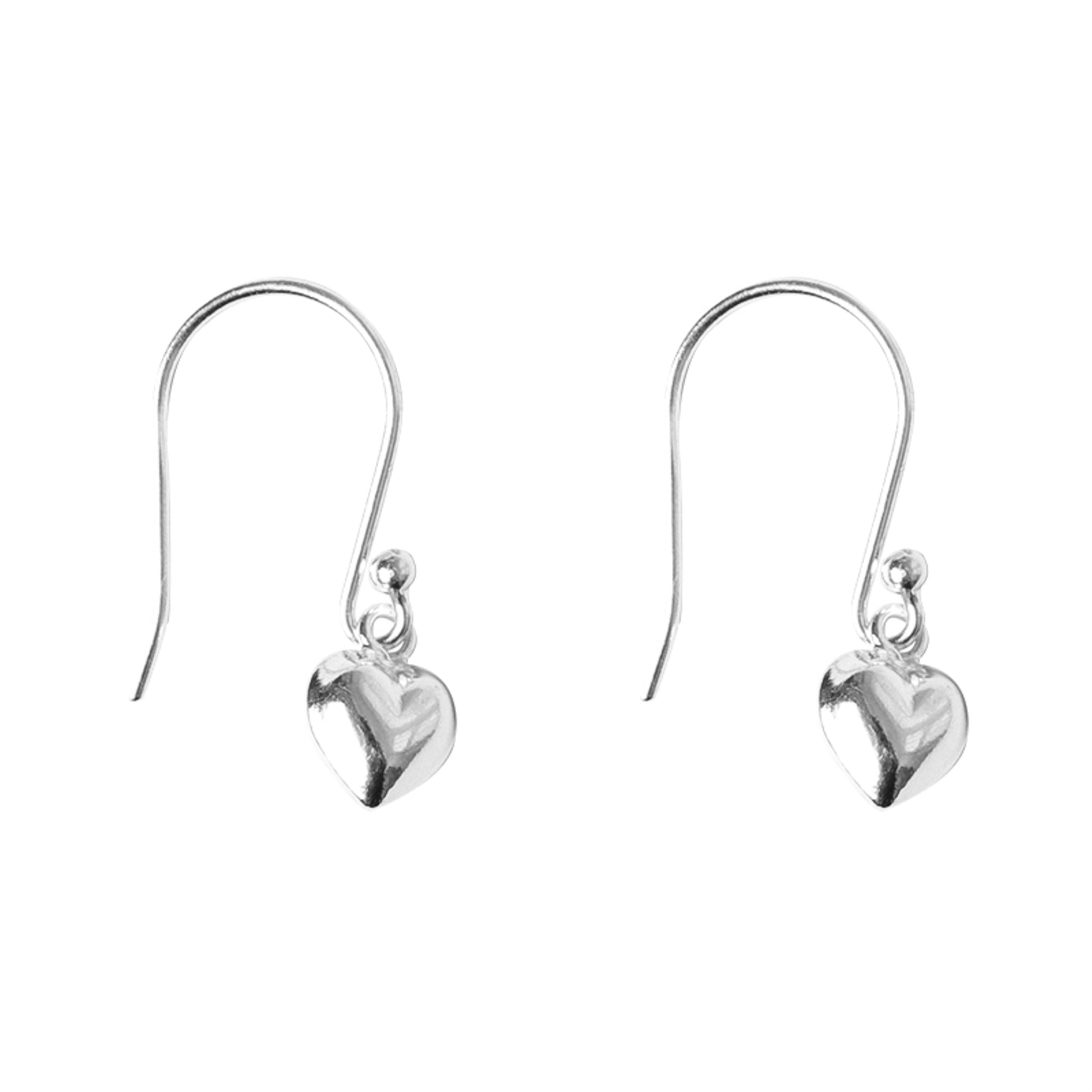 925 Sterling Silver 3D Puffed Heart Bead Drop Dangle Earrings - sugarkittenlondon