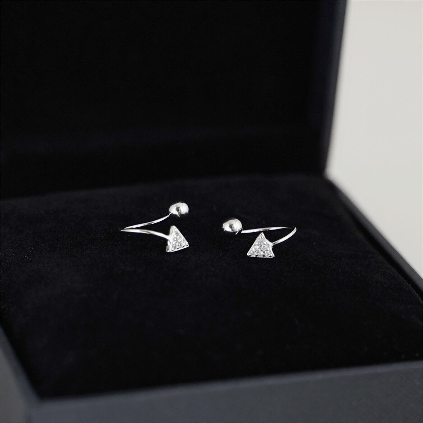 Sterling Silver CZ Arrow Stud Earrings for Women | Huggie Piercing Screw Back Beads Earrings - sugarkittenlondon