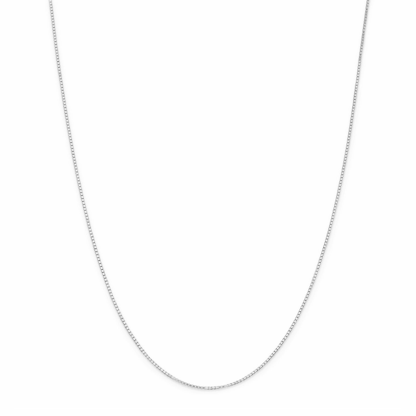 Rhodium on Sterling Silver 0.7mm Box Chain 17.7 inch 45cm 1.2g - sugarkittenlondon