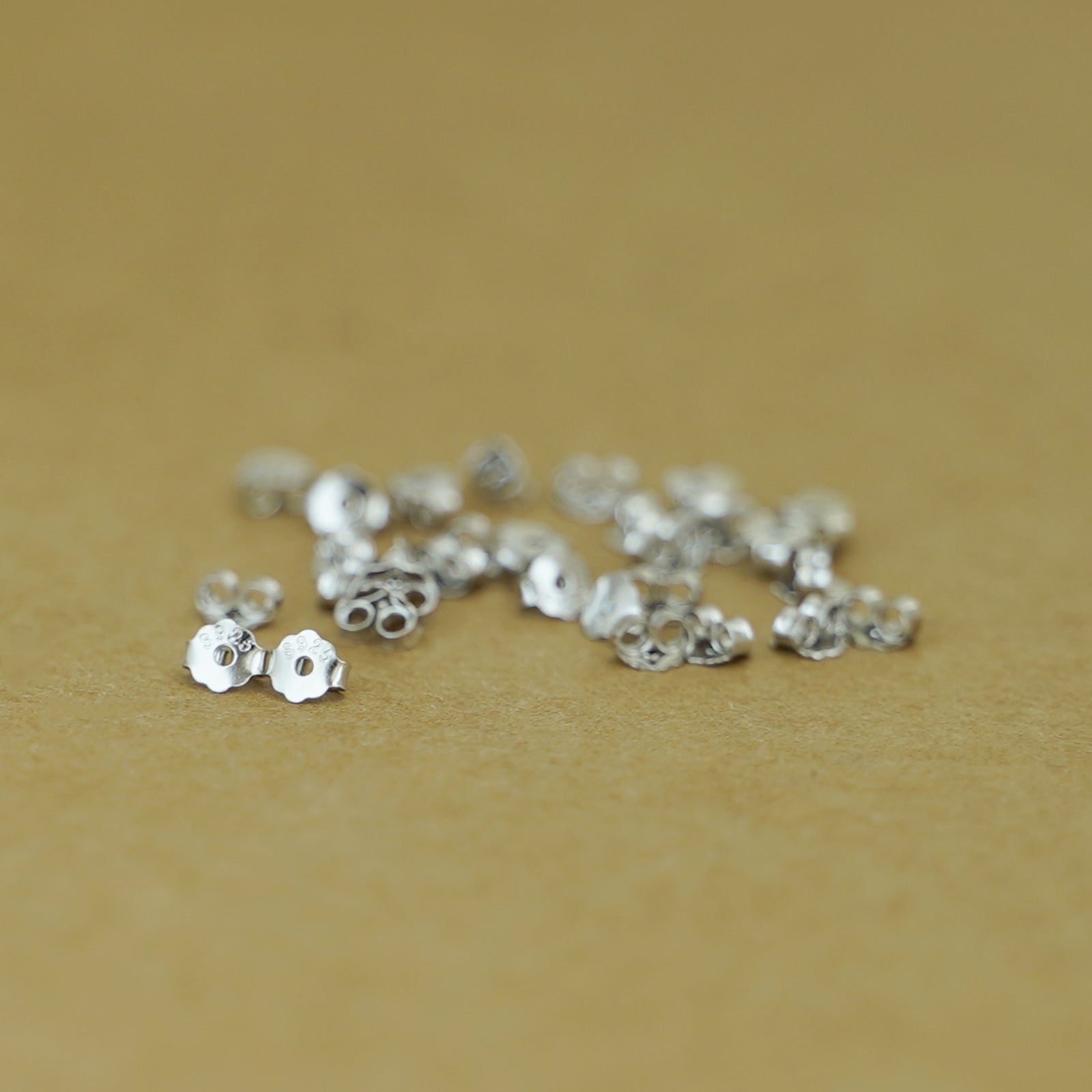 Rhodium on Sterling Silver 4mm Butterfly Backs Fit Stud Earrings Scroll Stopper - sugarkittenlondon