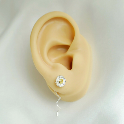 Sunflower Pull-Through Wave Threader Dangle Earrings in Sterling Silver - sugarkittenlondon