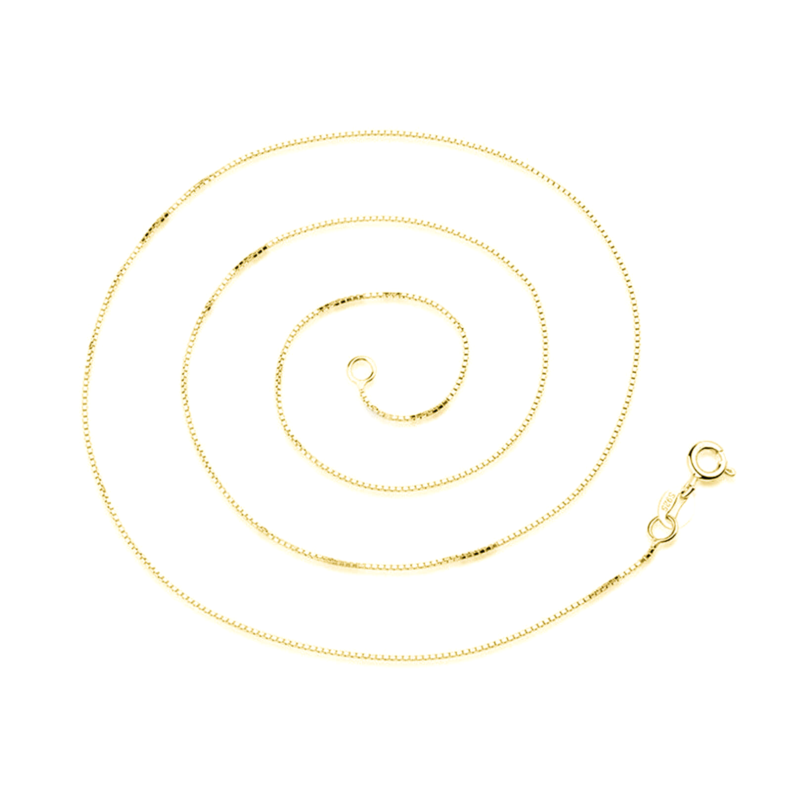 18K Gold on Sterling Silver 0.7mm Box Chain 17.7 inch 45cm 1.2g - sugarkittenlondon