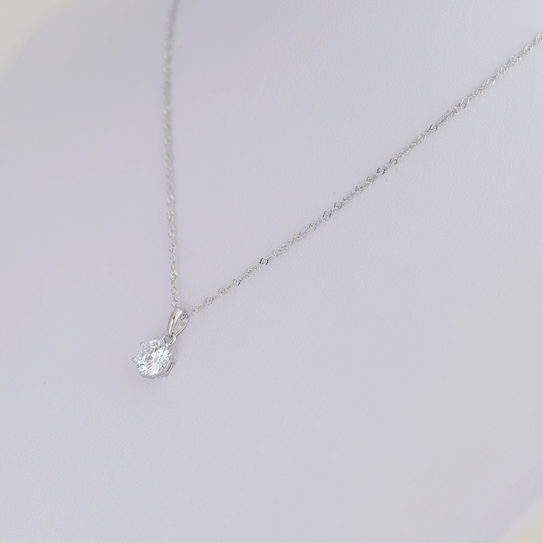 7mm Clear CZ Solitaire Pendant Necklace in Sterling Silver with 3 Chains - sugarkittenlondon