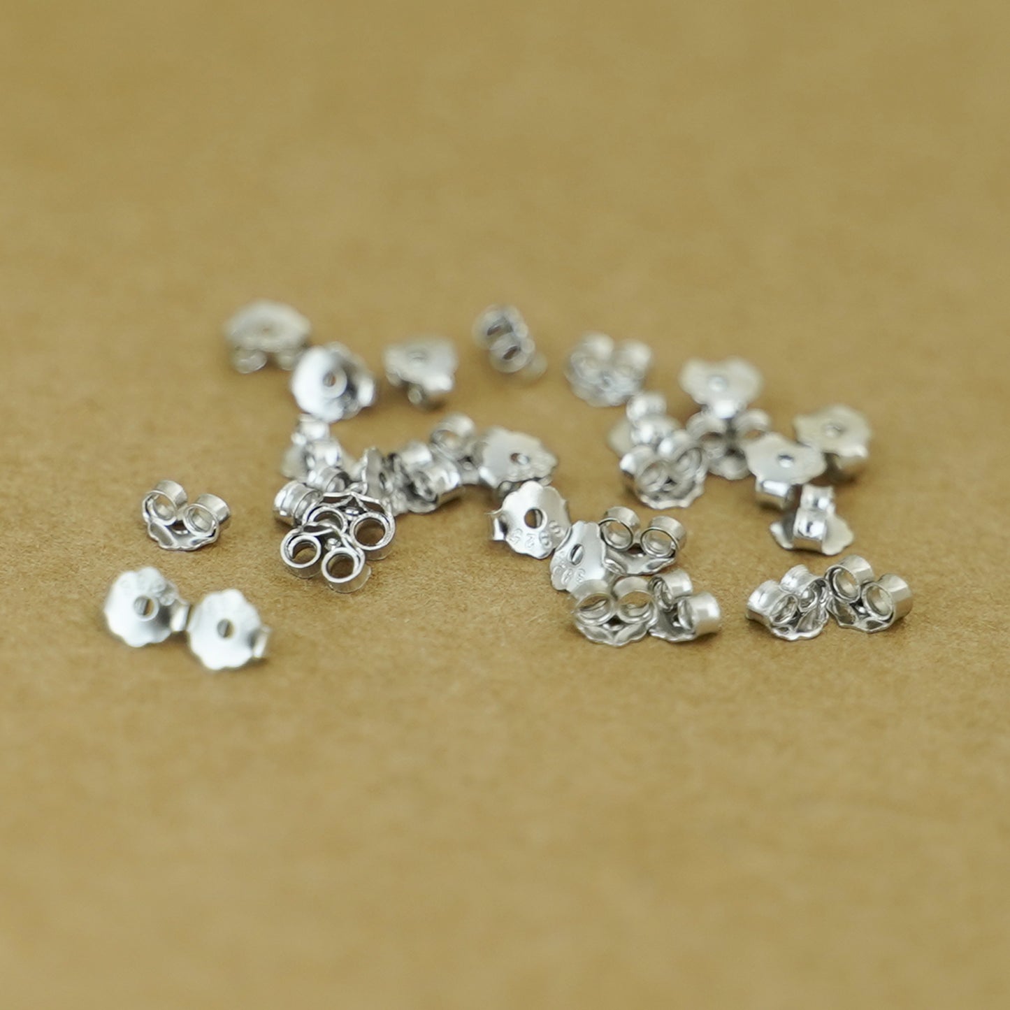 Rhodium on Sterling Silver 4mm Butterfly Backs Fit Stud Earrings Scroll Stopper - sugarkittenlondon