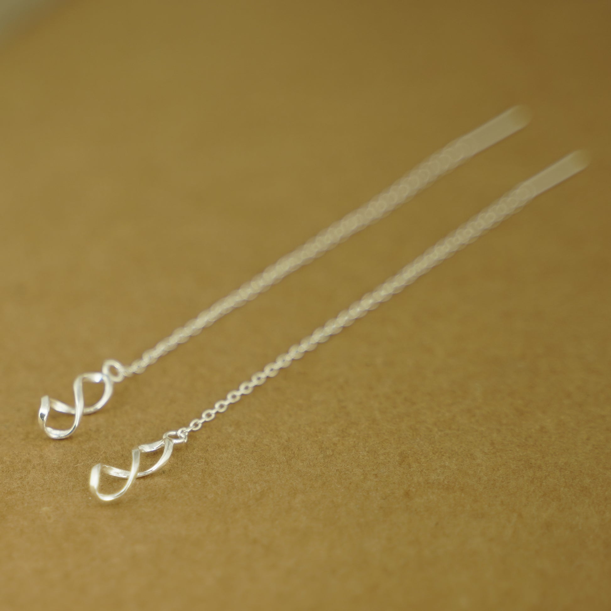 925 Sterling Silver Threader Earrings with Twisted Teardrop Spirals - sugarkittenlondon