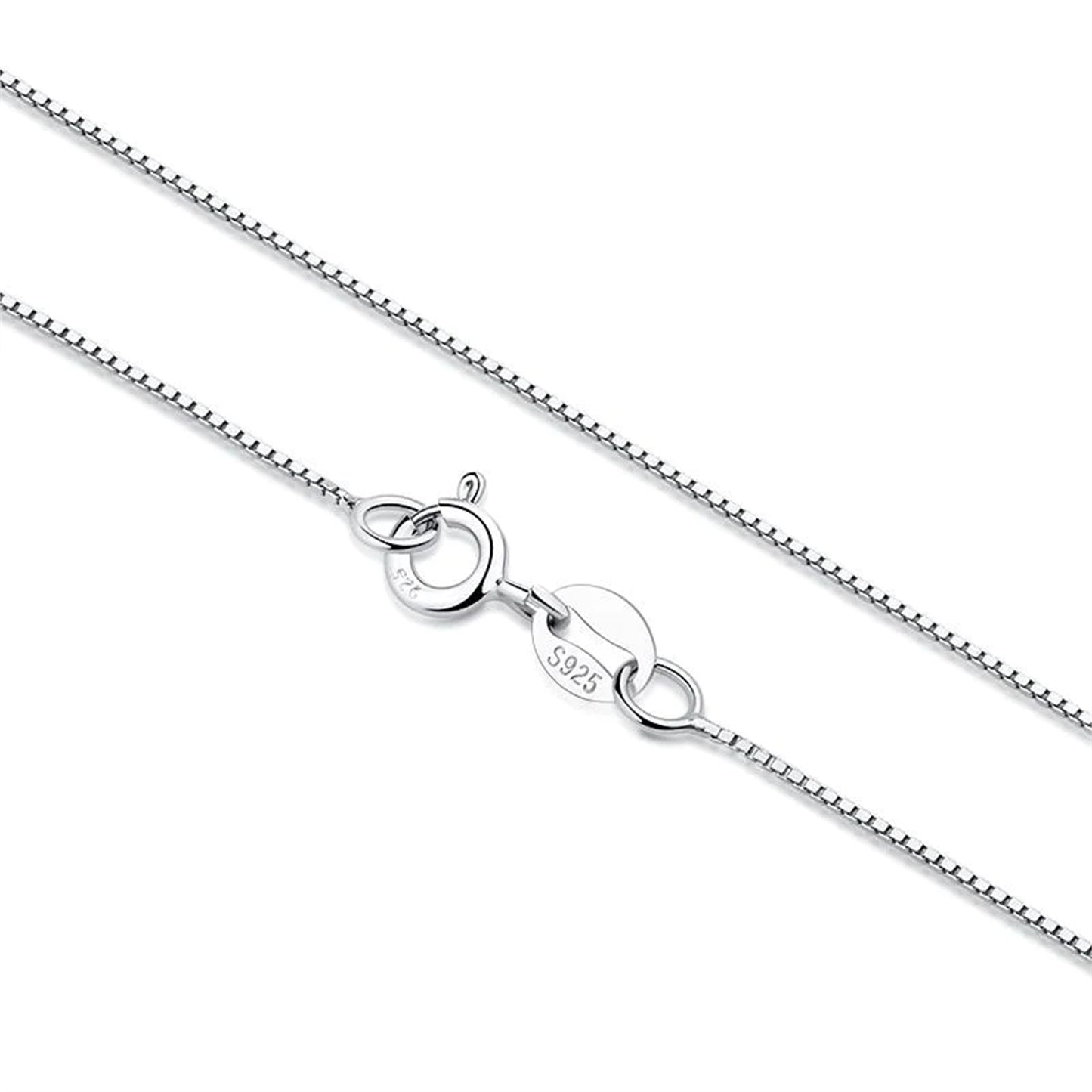 Rhodium on Sterling Silver 0.7mm Box Chain 17.7 inch 45cm 1.2g - sugarkittenlondon