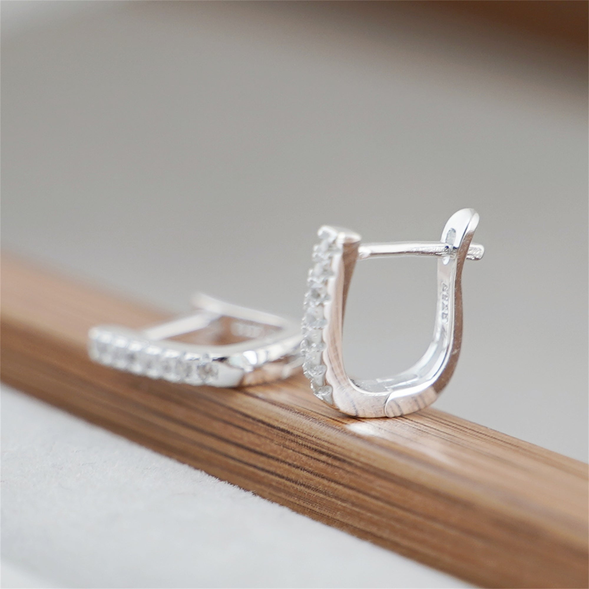CZ Sleeper Hoop Earrings Hypoallergenic Comfortable Everyday Wear