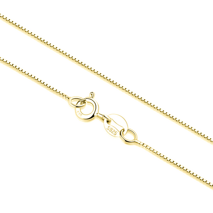 18K Gold on Sterling Silver 0.7mm Box Chain 17.7 inch 45cm 1.2g - sugarkittenlondon