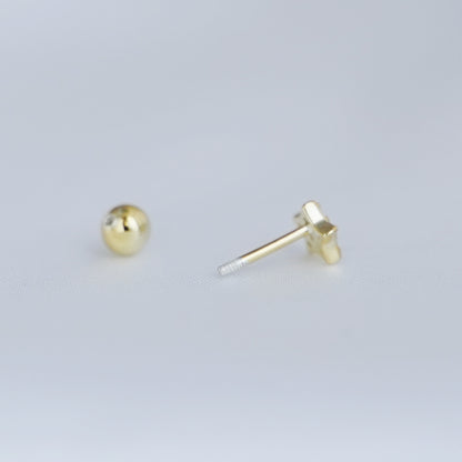 925 Sterling Silver Screw Back Earrings with Mini CZ Star Barbell Bead Ball - sugarkittenlondon