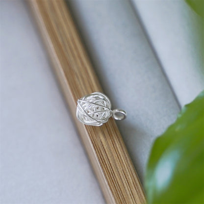 Sterling Silver 3D Knot Pendant with Twisted Rope Knit Ball Charm - sugarkittenlondon