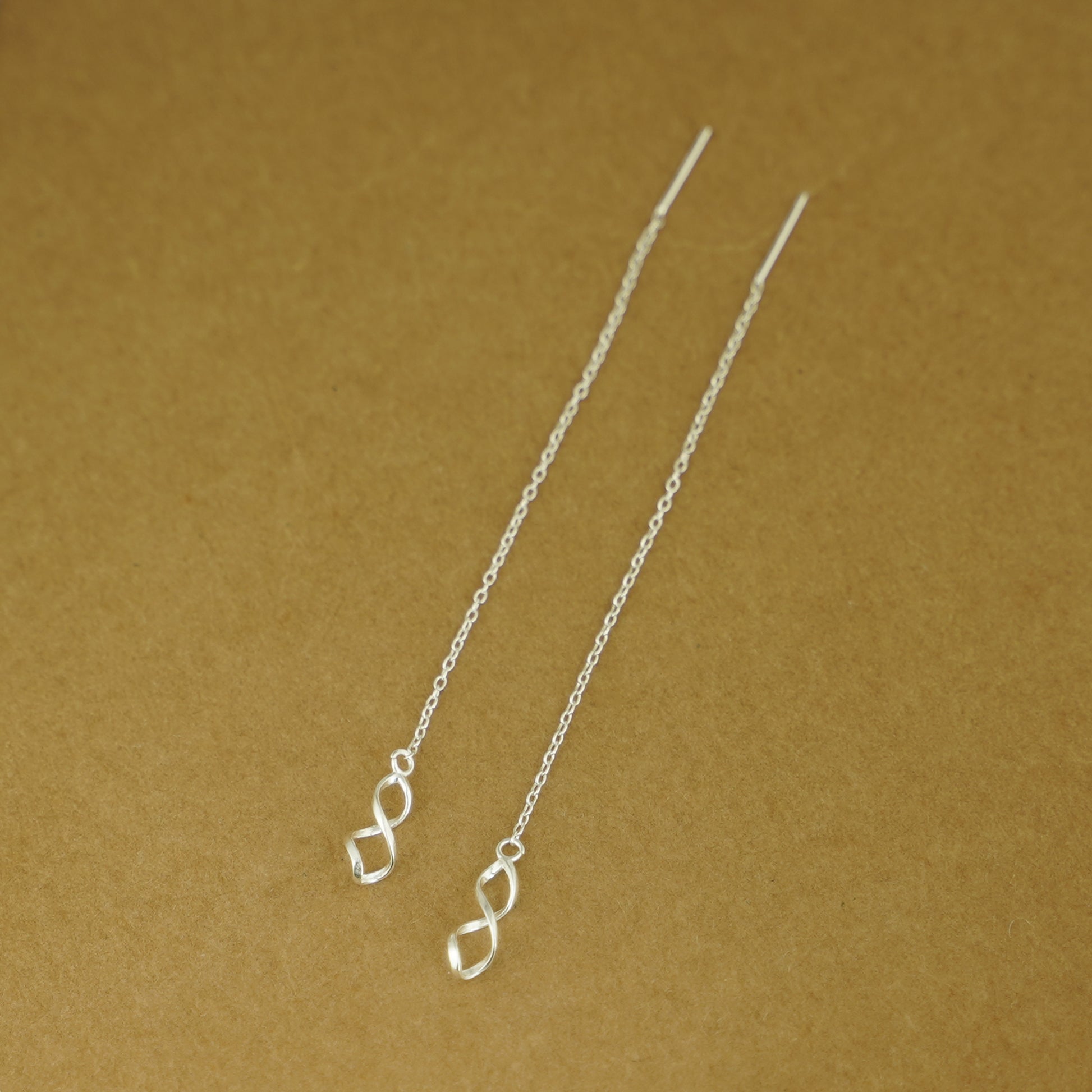 925 Sterling Silver Threader Earrings with Twisted Teardrop Spirals - sugarkittenlondon
