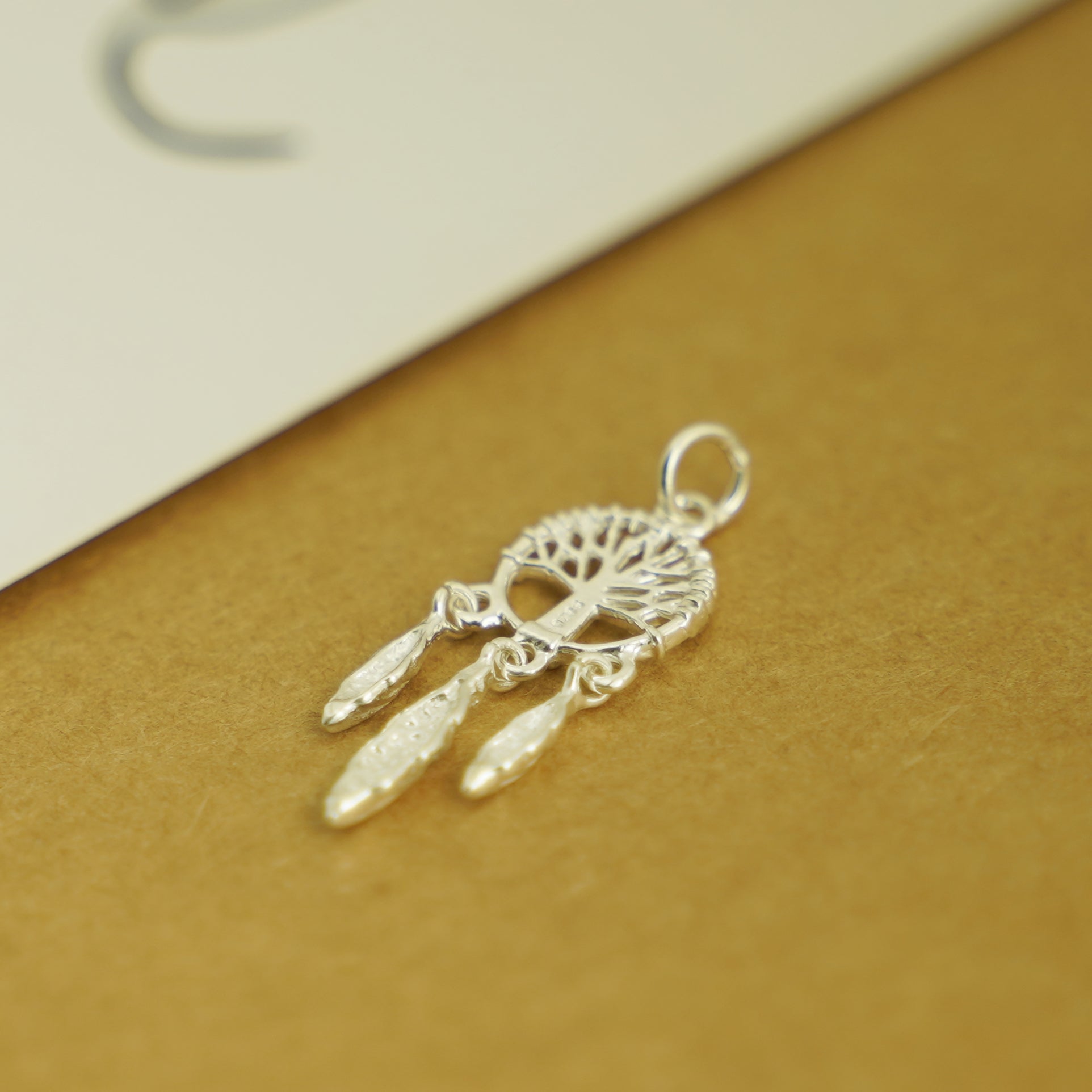 Sterling Silver Tree of Life Pendant with Dream Catcher, Heart, and Feather Charms - sugarkittenlondon