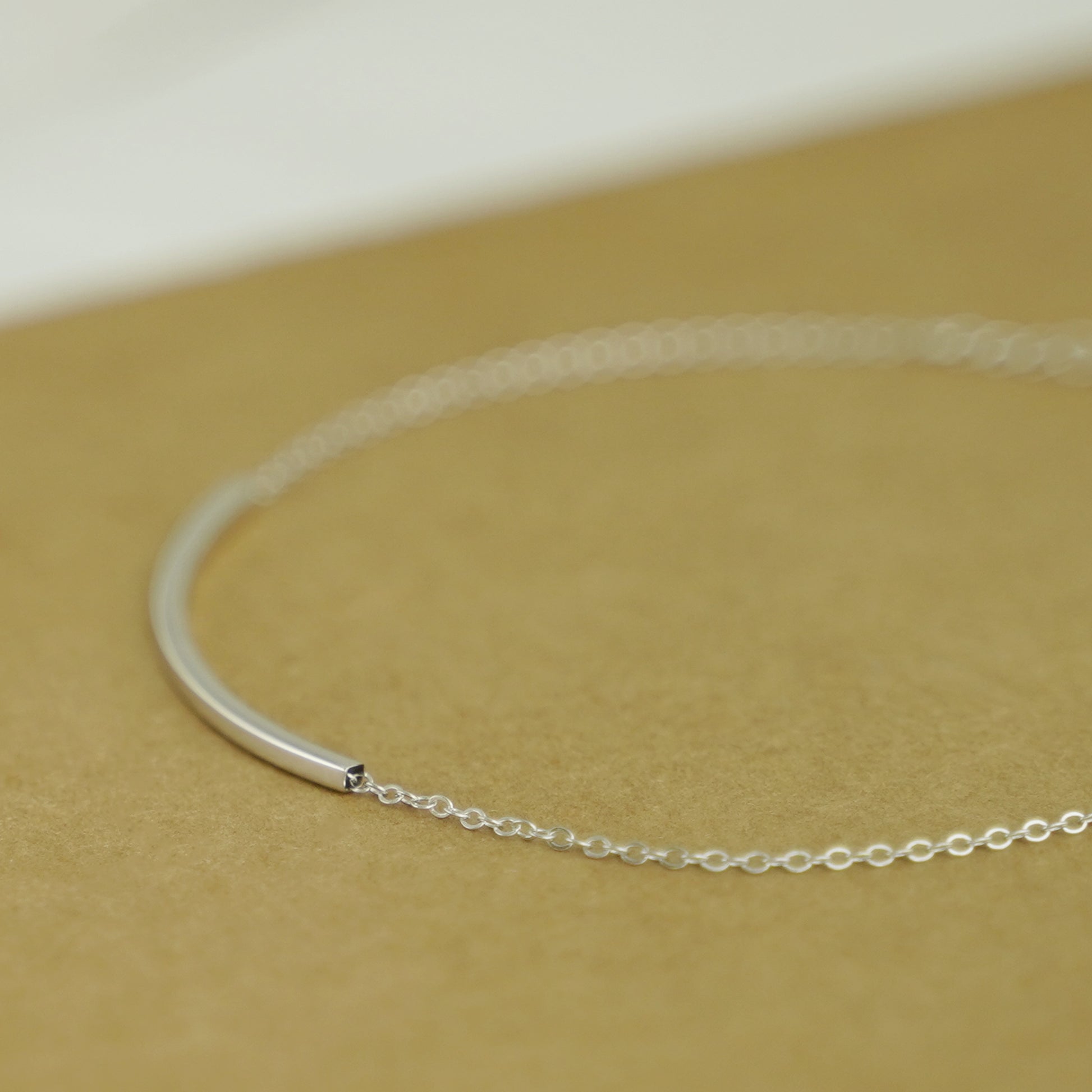 Sterling Silver Hollow Curved Square Noodle Tube Curb Chain Anklet 19.5 - 23.5cm - sugarkittenlondon