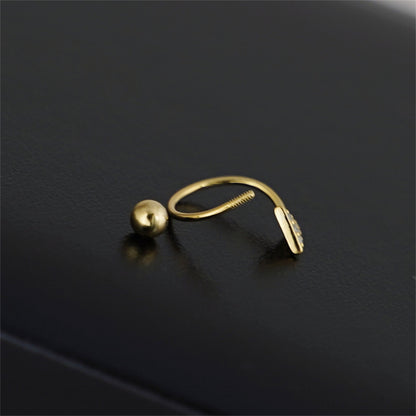 CZ Arrow Stud Earrings | Twirl Wire Huggie Screw Back Beads Earrings in 18K Gold on Sterling Silver - sugarkittenlondon