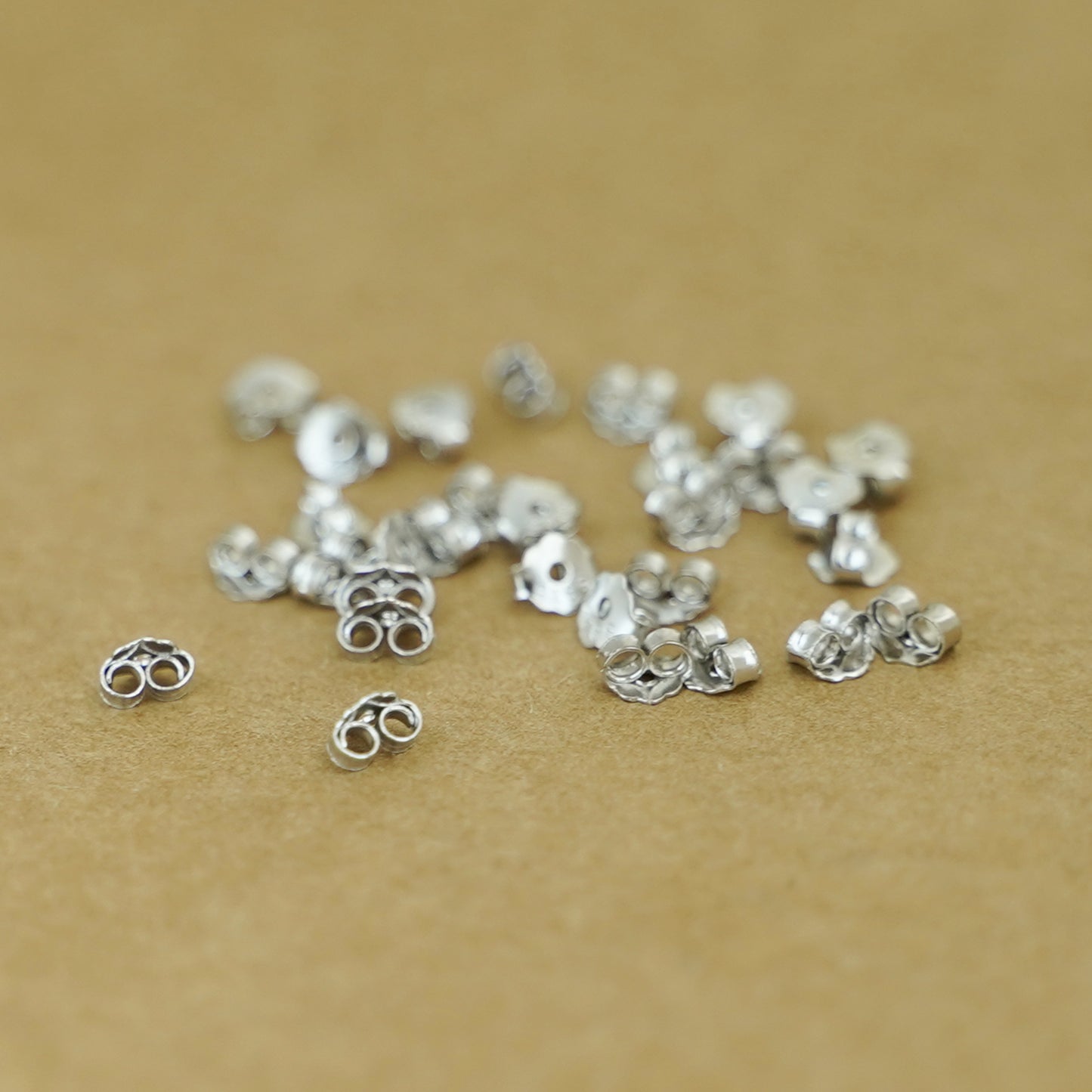 Rhodium on Sterling Silver 4mm Butterfly Backs Fit Stud Earrings Scroll Stopper - sugarkittenlondon