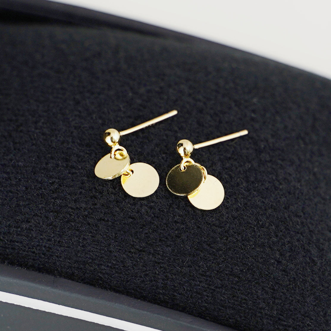 Gold-plated Sterling Silver Bead Stud Earrings with Double Dots - sugarkittenlondon